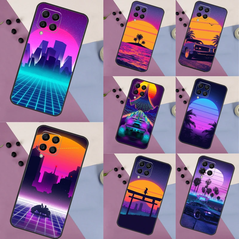 Synthwave 80's Retro Neon vaporwave Case For Samsung Galaxy M54 M34 M14 M21 M31 M51 M12 M32 M52 M13 M23 M33 M53 M20 M30s Cover