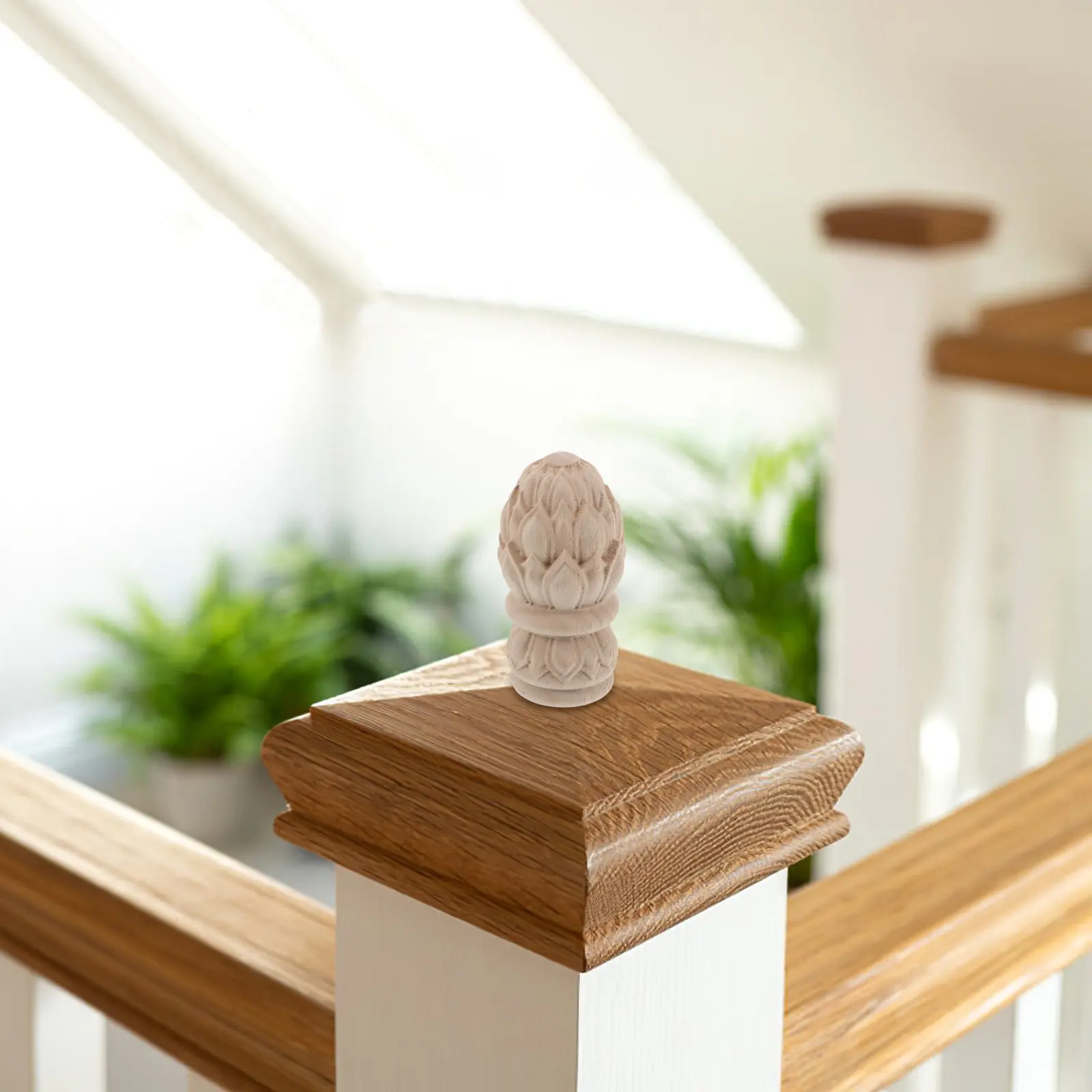 Wood Fence Post Topper Decorative For Stair Railing Decoration Outdoor Decor Staircase Finial Carved
