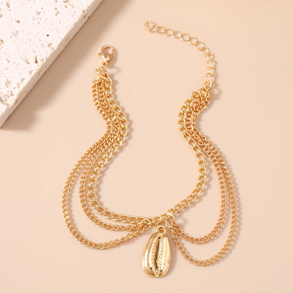 Aihua Sommer-Strand-Bohemia-Fußkettchen in Goldfarbe mit Seestern- und Muschelmotiven für Damen, barfußes Fußkettchen, Fußschmuck, Geschenkidee. – Detail 4