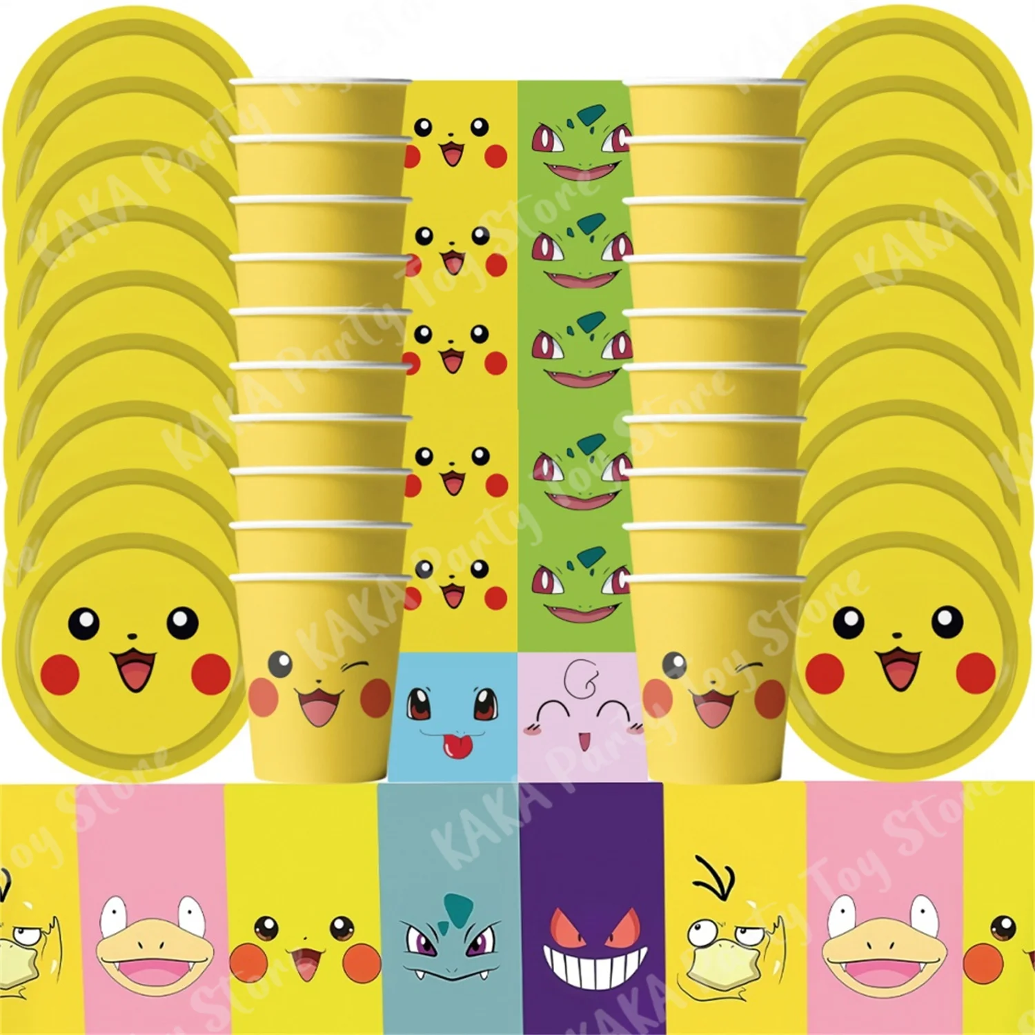 

Pokemon Birthday Decorations Disposable Pikachu Paper Plate Cup Napkin Tablecloth Tableware Set Baby Shower Kids Party Supplies