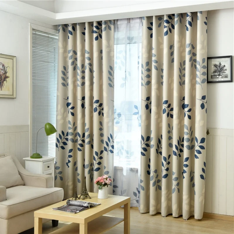 1 Stück Moderner Minimalistischer Hochverdunkelnder Vorhang mit Blätterdruck für Wohnzimmer & Schlafzimmer, Staubdichtes und Isolierendes Design