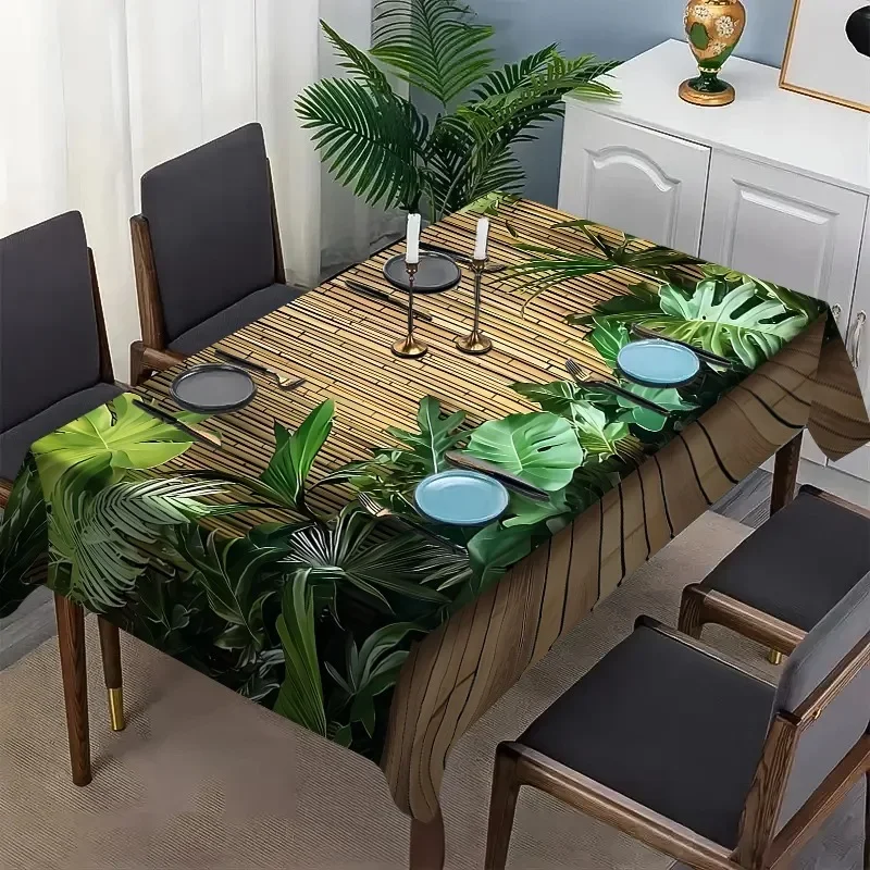 One tropical sea turtle shell-patterned tablecloth with bamboo leaf design, suitable for wedding decorationxzj