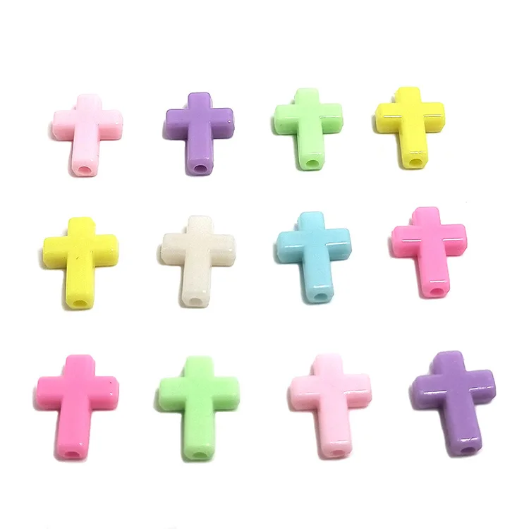 Z17 100pcs Fashion Cross Acrylic Bead Charms Minimalist Bracelet Spacer Accssories Handmade DIY Jewelry Decoration Material