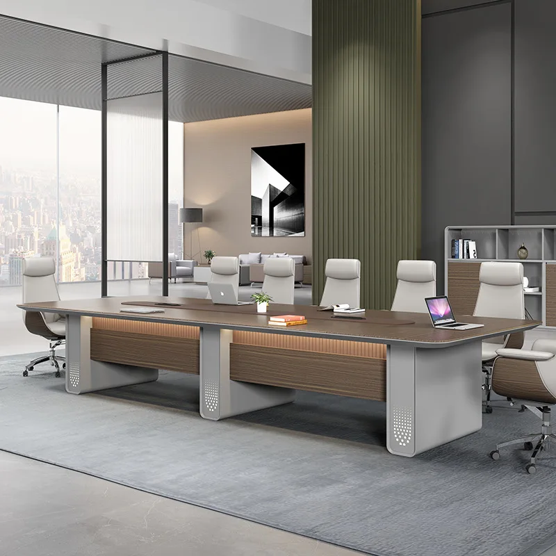 Leichter, luxuriöser langer Tisch für Besprechungen, langer Tisch, Backfarbe, Atmosphäre, Besprechungstisch, Besprechungstischmöbel