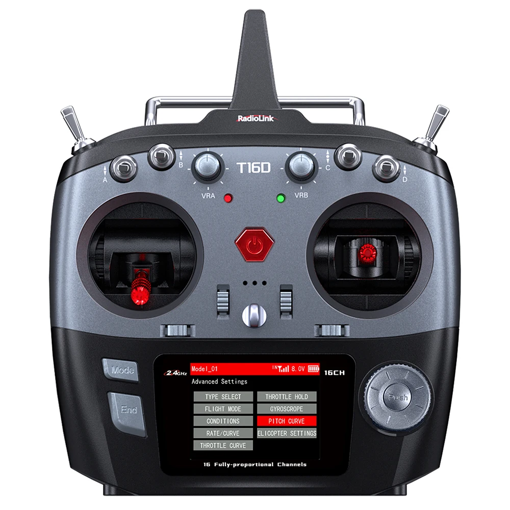 RadioLink T16D 16 Channels RC Transmitter 2.4GHz with R16F Receiver for RC Car Boat Drone