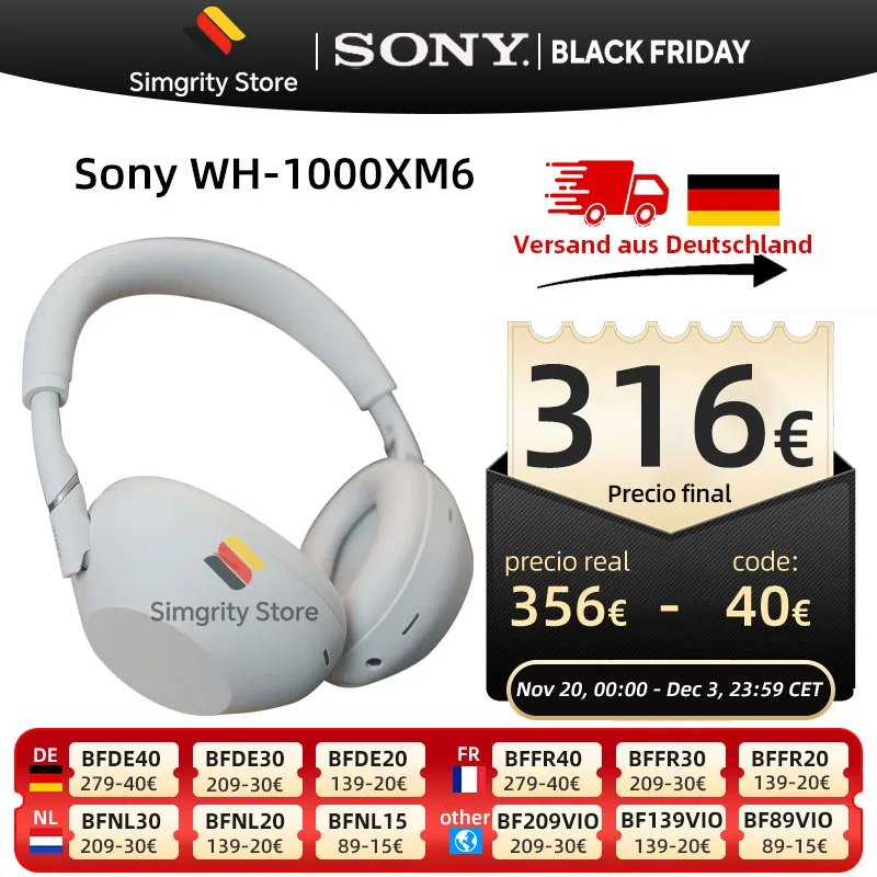 سماعات رأس سوني WH-1000XM6 الرائدة المانعة للضوضاء فوق الأذن، سماعات بلوتوث لاسلكية، صوت مميز عالي الدقة، راحة نهائية، تصميم قابل للطي، حافظة متينة، بطارية 30 ساعة، iOS وAndroid - أسود #1