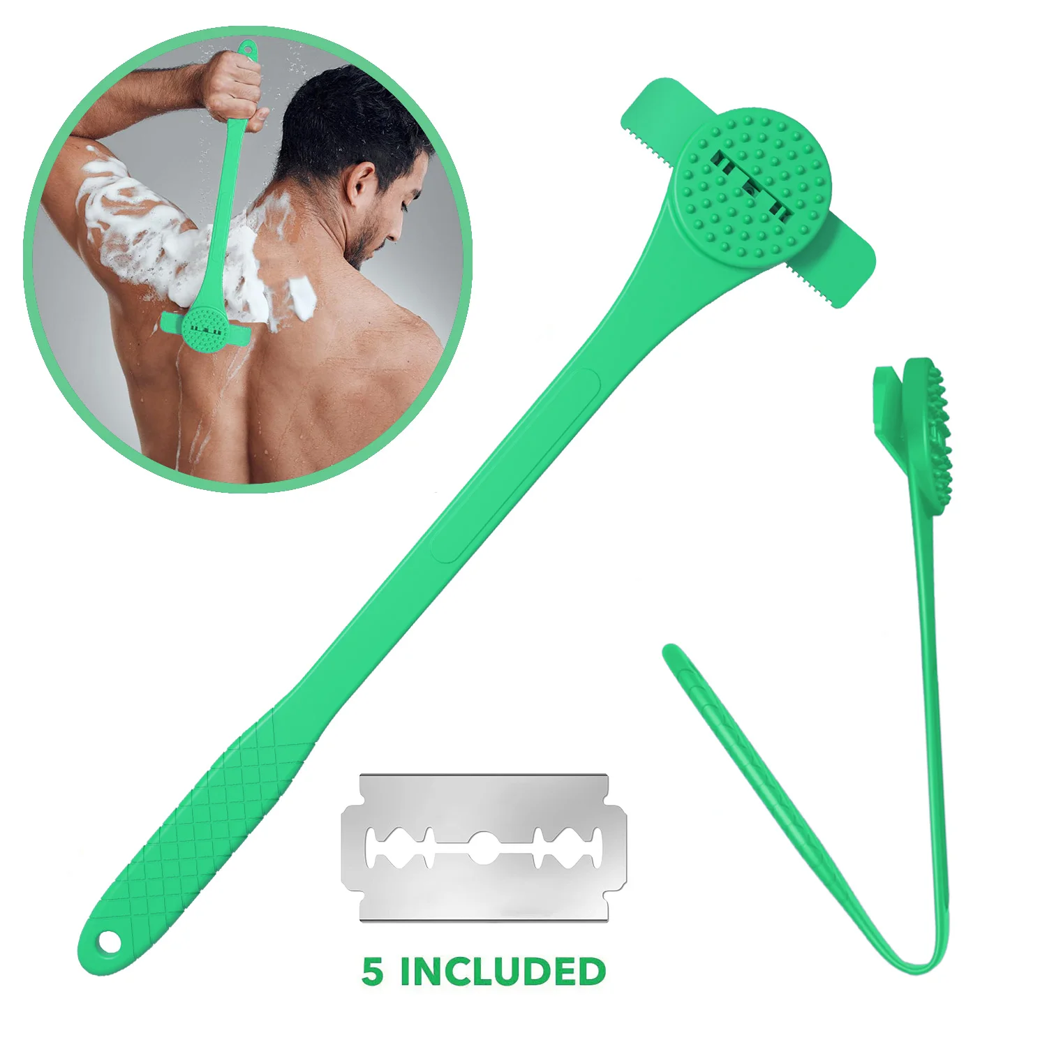 Men Back Shaver Hair Shaver Two Head Replacement Blades Foldable Trimmer Body Leg Long Handle Removal Razors Fast Shipping