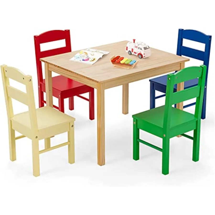 

Детский деревянный стол и 4 стулья HONEY JOY для творчества, перекусов и игр, 5 предметов мебели для детского сада