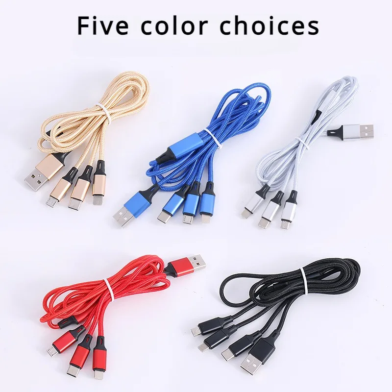 Lovebay 3 In 1 USB Fast Charging Cable Type C Micro IOS Multi Charger Cable for iPhone Huawei Samsung Nylon Braided Cord