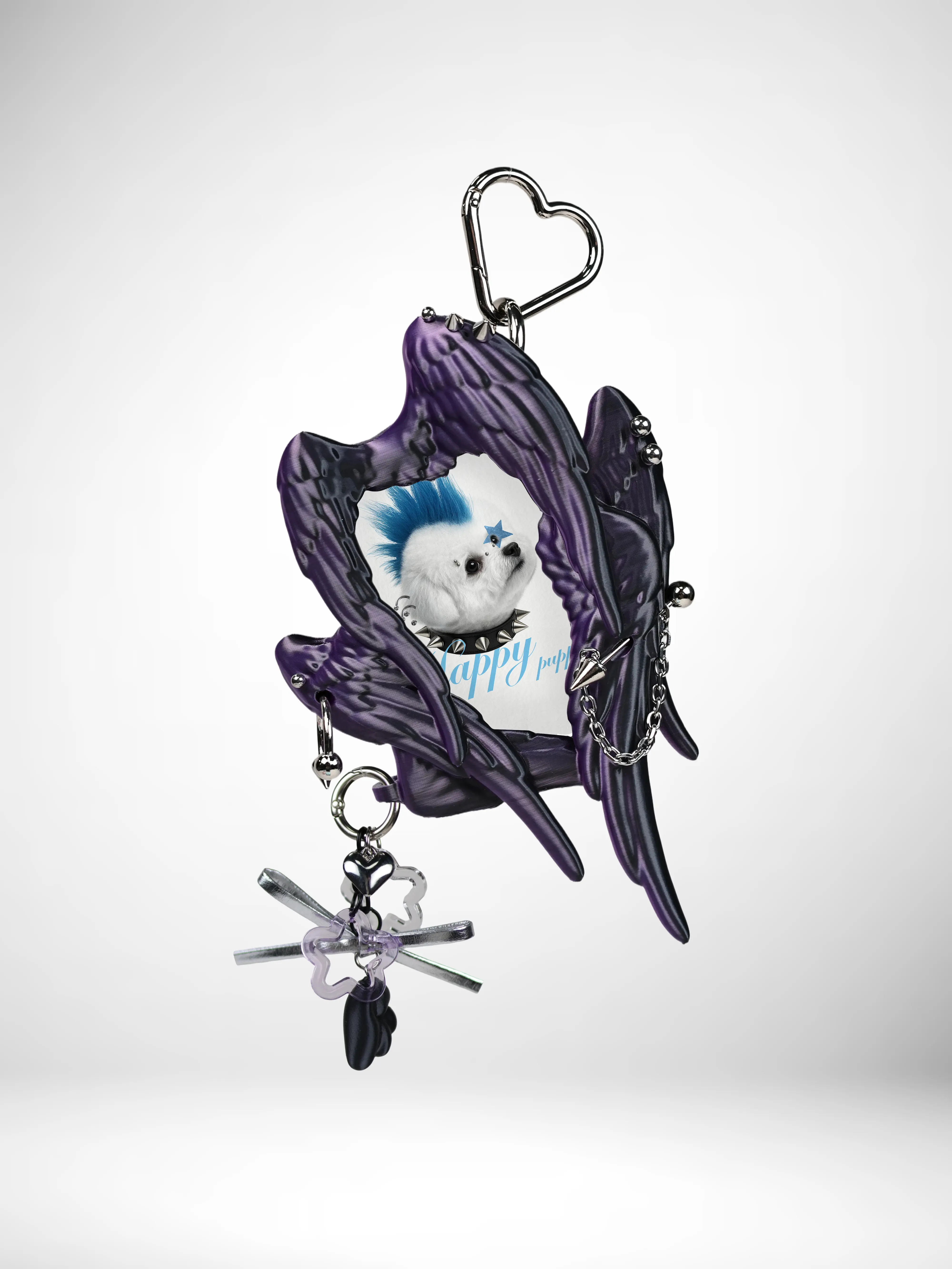 Six Winged Angel Wings Photocard Holder 3d Printed Punk Rivet