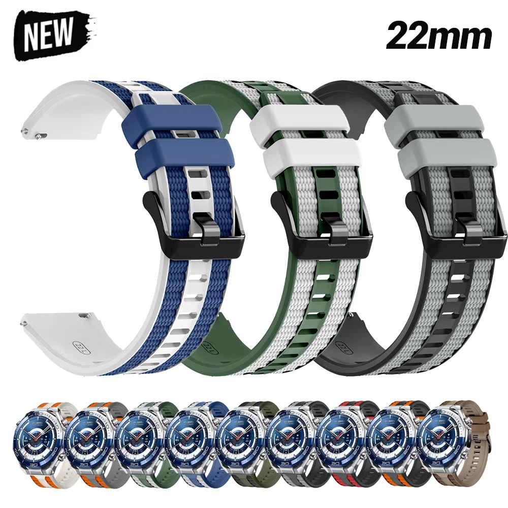 Dual-Color Official Silicone Band for Huawei Watch Ultimate 2 Breathable Soft 22mm Watchband Fit for Huawei Watch 6 pro 5 46mm