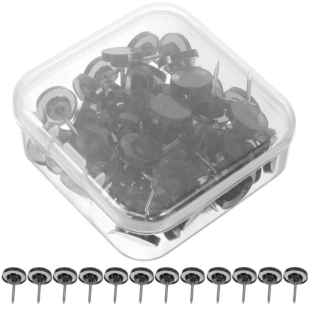

100pcs Black Thumbtacks Transparent Plastic Positioning Pins Office Message Board Tacks Home Use Map Markers Poster Fixing