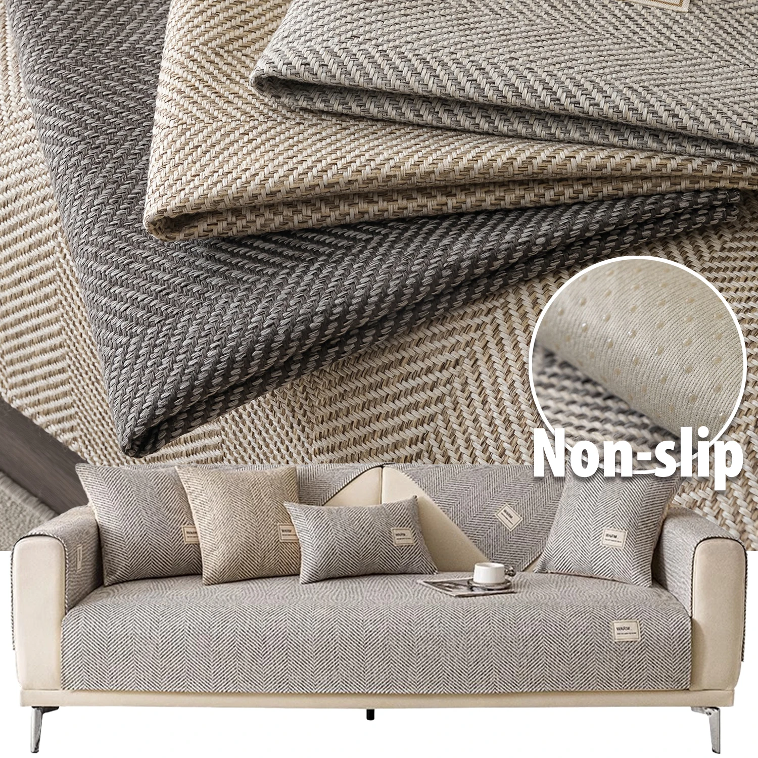 

2026 Sofa Cushion Cover Imitation Cotton and Linen All-season Anti-slip Cross-border Sofa Couch Slipcover Multi-size Sofa Scarf