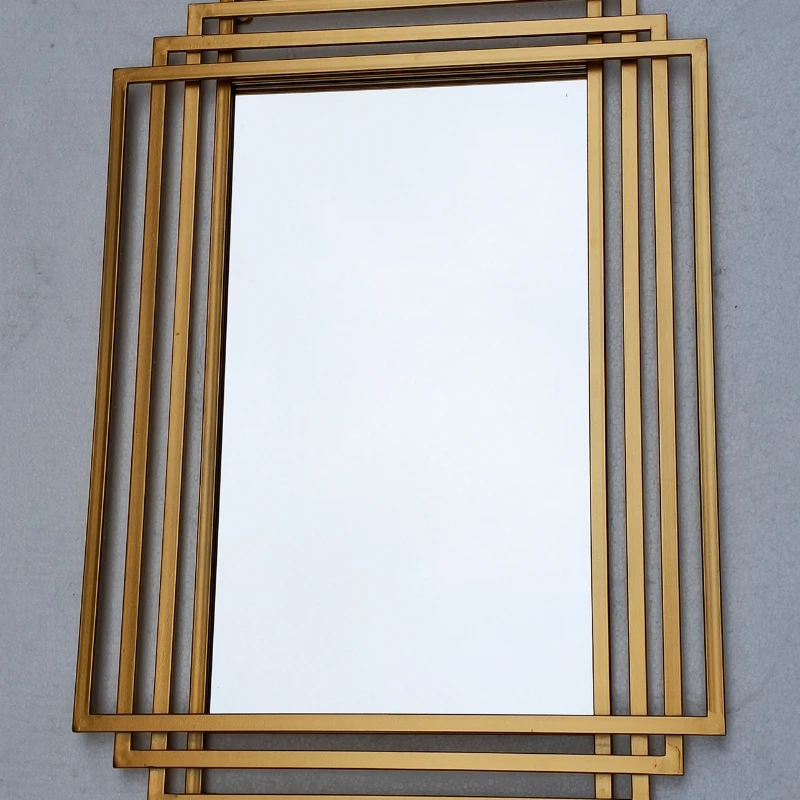 80x60cm Large gold living room decor metal wall mirrors creative modern decorative metal art bathroom for sale