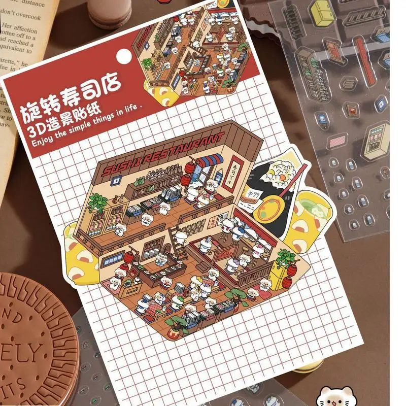 Sticker Scenes For Adults 3D Wall Stickers Make Your Own Miniature Shop Scene Decal Creative Decoration For House Room Notebook