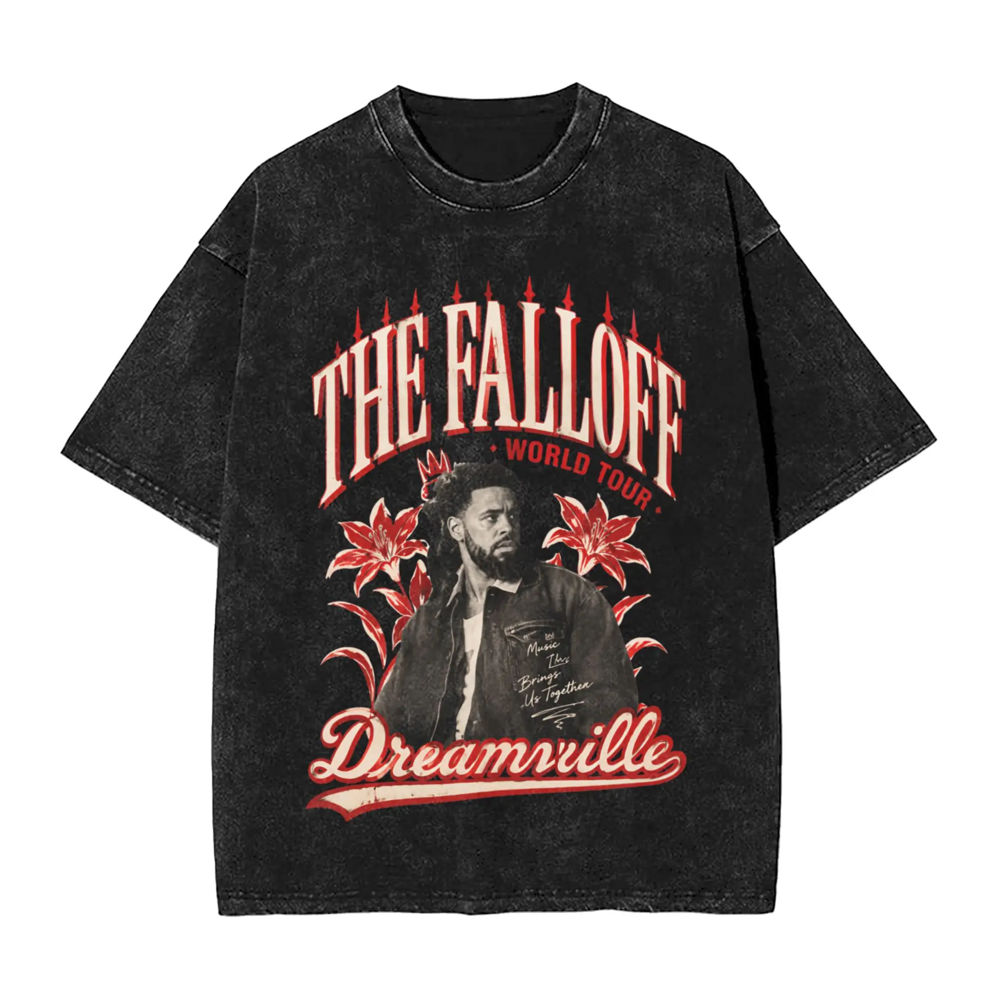 J Cole The Fall Off 2026 Tour Washed T Shirt Streetwear Hip Hop Fashion T-Shirts  Tees for Men Women Short Sleeve Harajuku