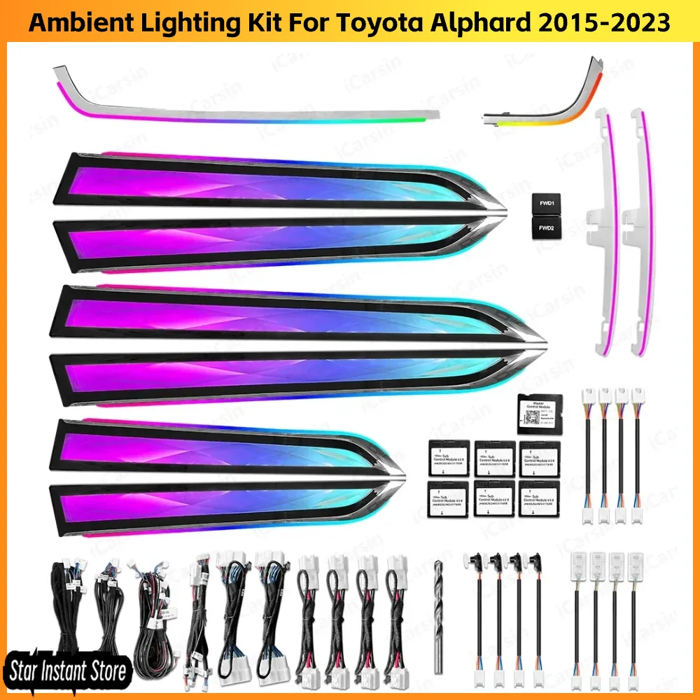 

Crystal ICarsin Upgrade 256 Colors Led Car Interior Ambient Lighting for Toyota Alphard 2015-2023 Strip Accessories RHD/LHD