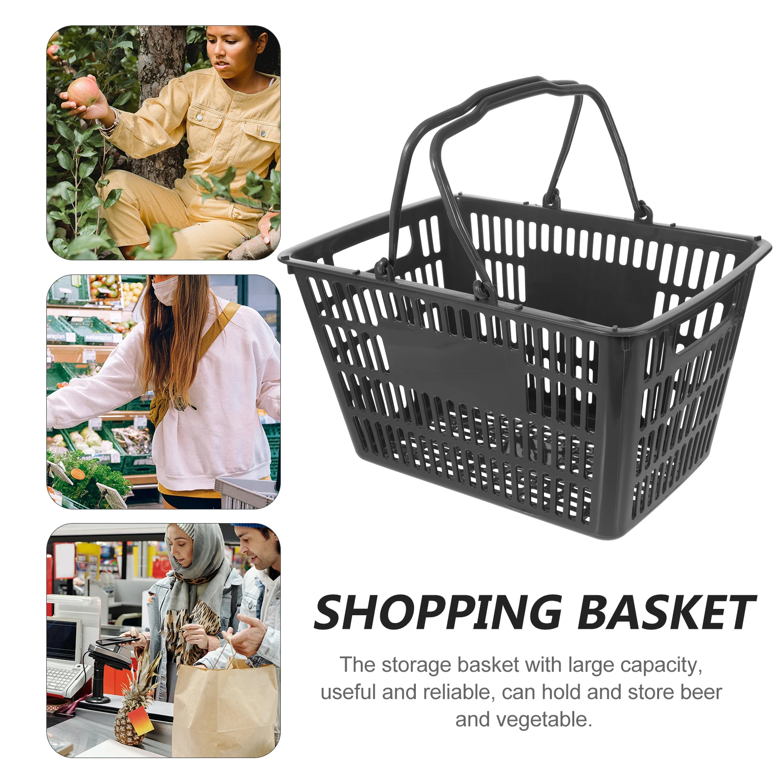 

1Pcs Portable Storage Basket Plastic Organizer for Kitchen Bathroom Shopping Seasoning Spice Jars Basket with Handles
