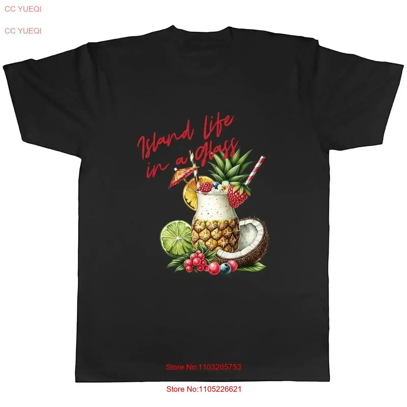 Pina Colada Mens T Shirt Island life in a Glass vintage Washed Slightly designer clothes Top For Everyday Wear streetwear Soft