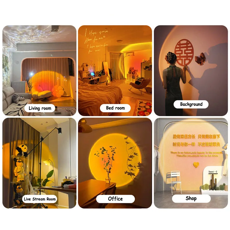 ضوء غروب الشمس ضوء الإسقاط برأسين LED الطابق الخفيفة لتقوم بها بنفسك هالة ضوء الغروب المستخدمة في القضبان غرف المعيشة غرف النوم لايف الاستوديو