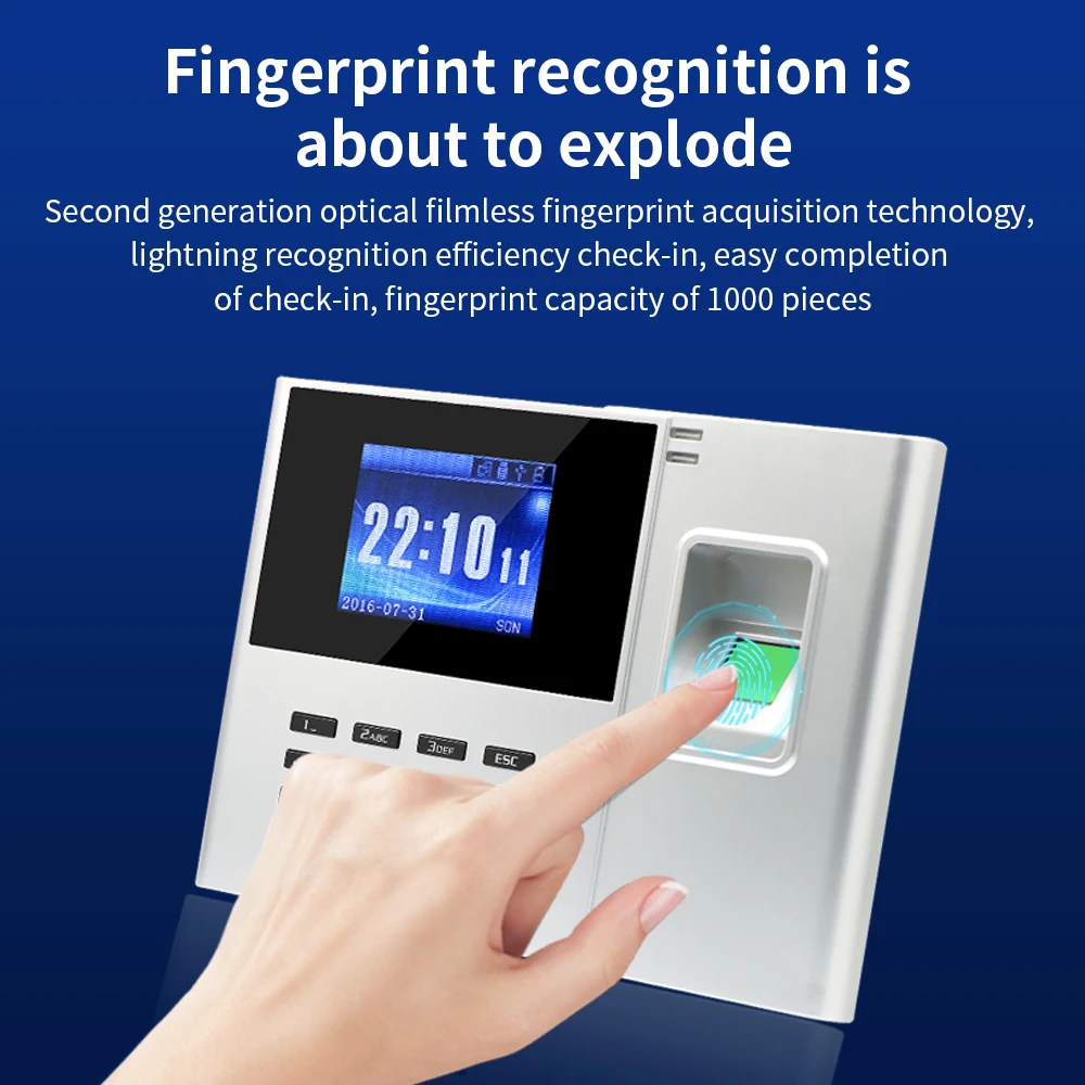 Smart Fingerprint Attendance Machine 3-in-1 Employee Time Clock Recorder 2.8