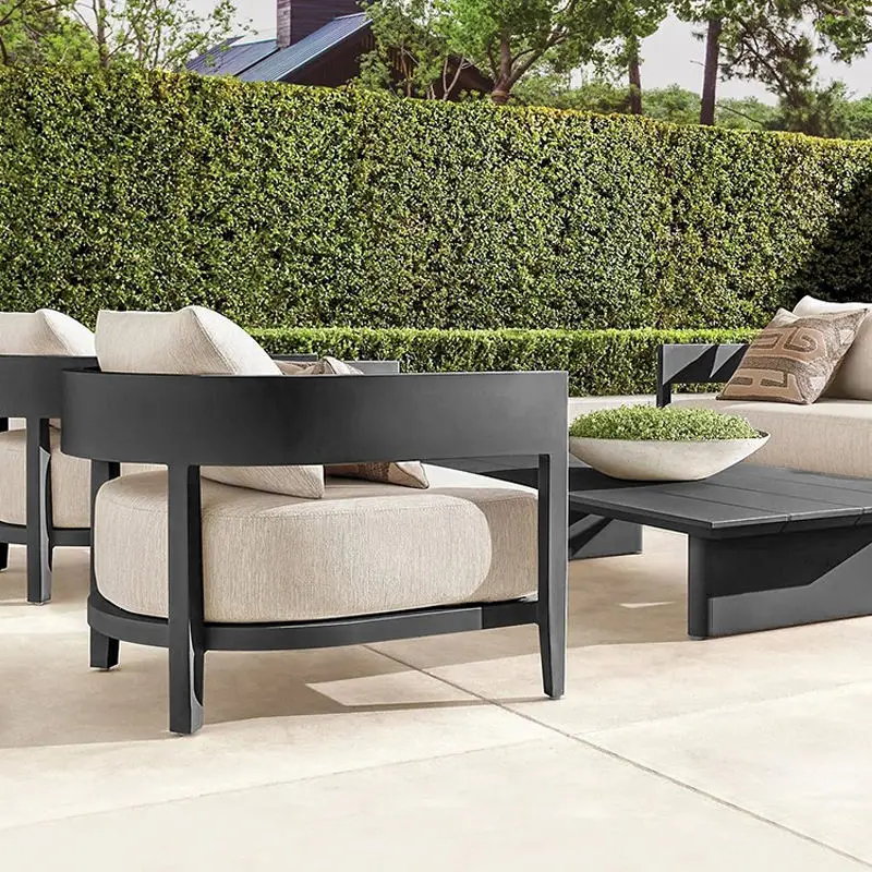 

Modern I-Shaped Aluminum Frame Outdoor Furniture Sofa Set Garden Courtyard Leisure Chair for Hotels