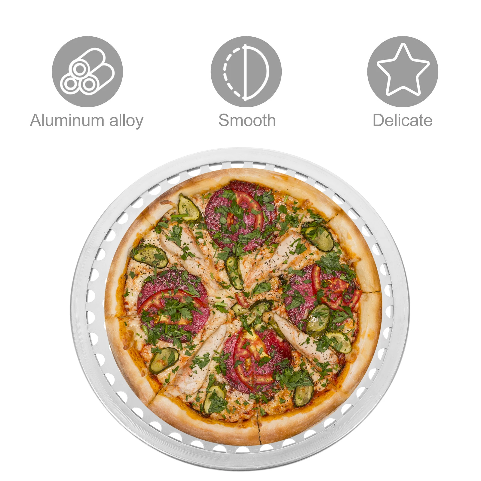 

Heavy Duty Round Perforated Pizza Pan Stainless Steel Non-Stick Baking Tray Oven Grilling Seafood Vegetables Multi-Function