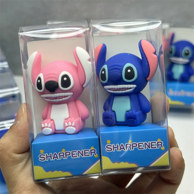 

Disney Stitch Angel animation peripheral cartoon cute doll shape silicone pencil sharpener children's manual pencil sharpener