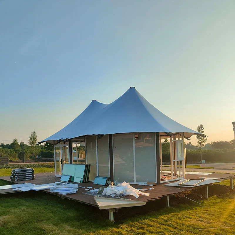Outdoor Weatherproof Luxury Resort Luxury Steel Frame, Tent House Large Family Hunt, Hotel Cabin Tent with Bathroom