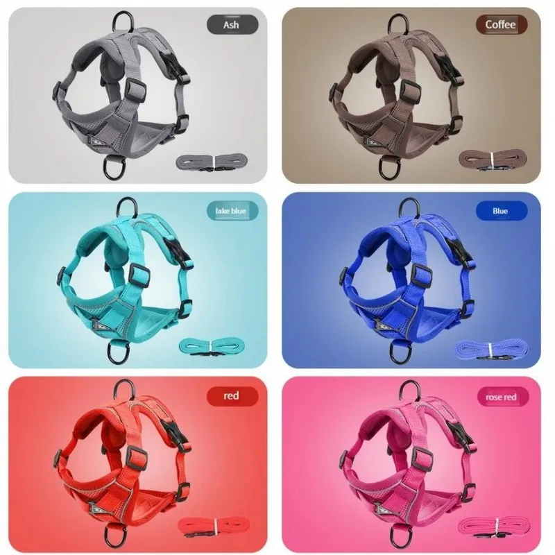 Fashion Reflective Cat Harness and Leash Sets Breathable Mesh Pet Harnesses for Small Dogs Cats Kitten Accessories collier chat