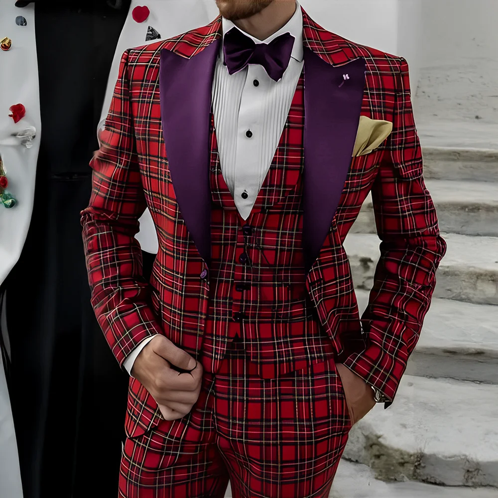England Men's Suit 3-piece Set Fashion Party Wedding Tuxedo for Groom Customized Jacket Pants Vest XS-5XL Outfit