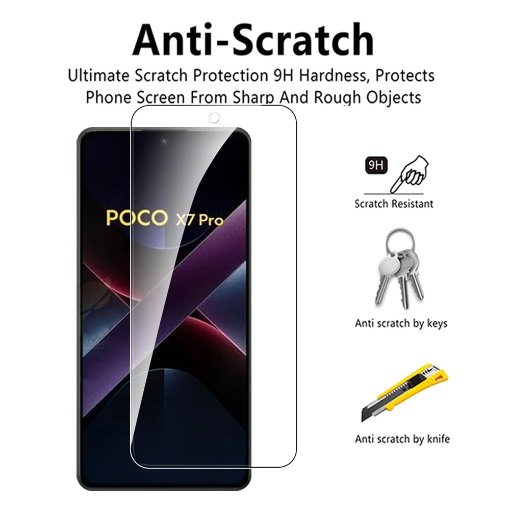 Tempered Glass For Xiaomi Poco X7 Pro 5G 1-4Pcs Screen Protector Case Friendly Poco X 7 Pro PocoX7 X7Pro Protective Armor Film