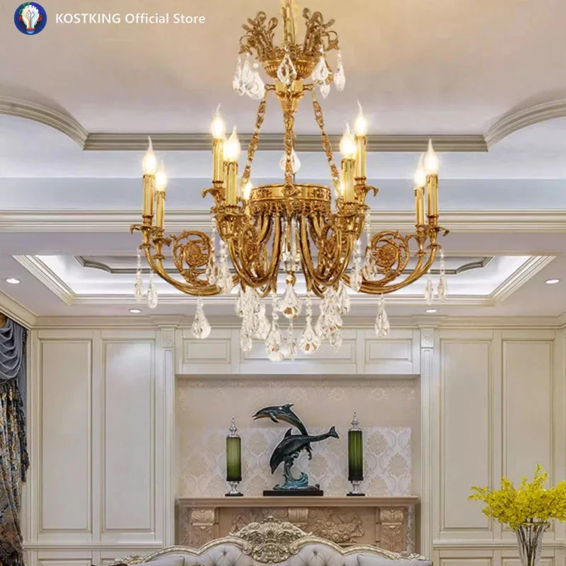 European Villa Foyer Pendant Lighting Elegant French Empire Crystal Chandelier Wedding Decorative Chandelier