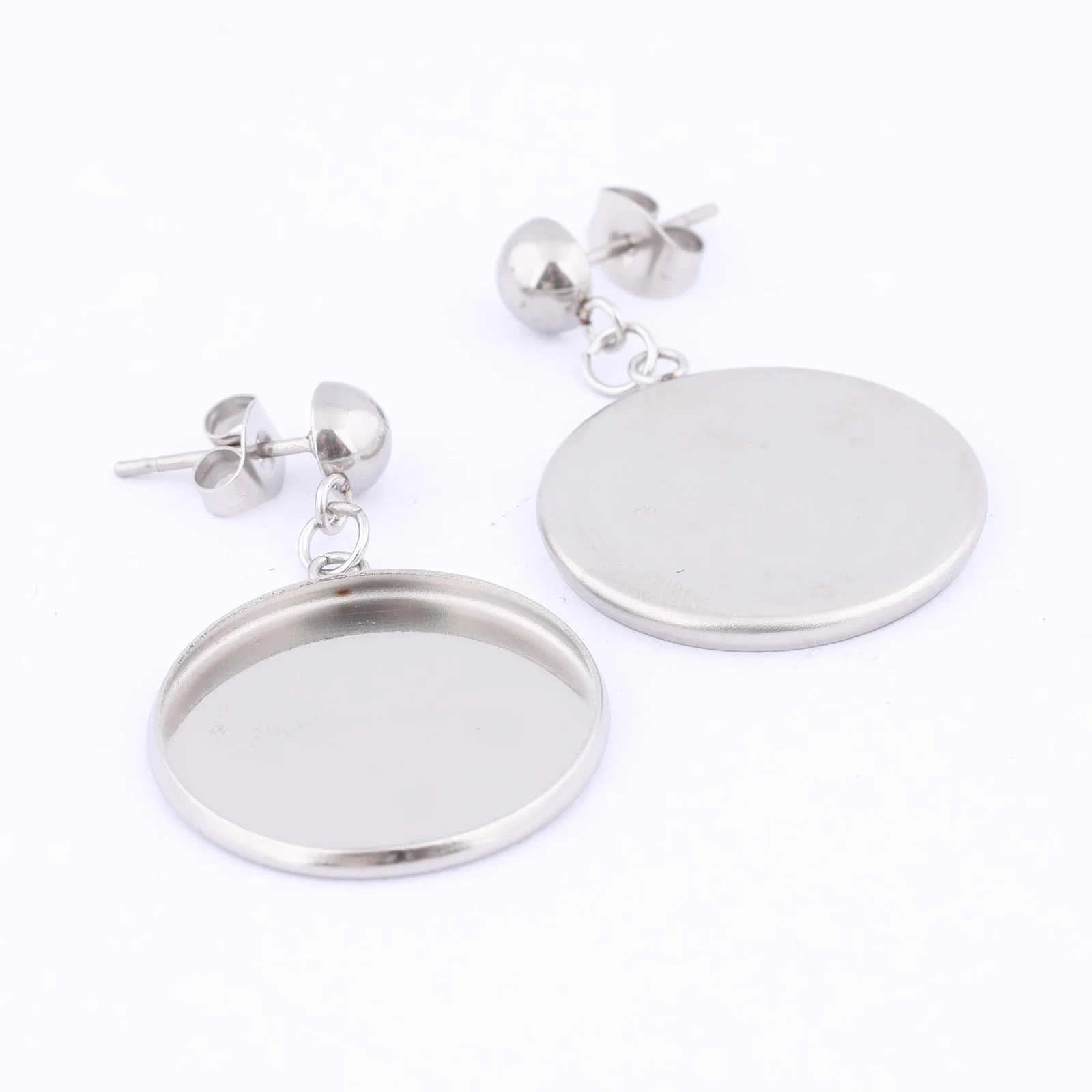 10 pezzi in acciaio inossidabile Fit 20mm Cabochon Base per orecchini grezzi risultati per orecchini Post fai da te per forniture per la creazione
