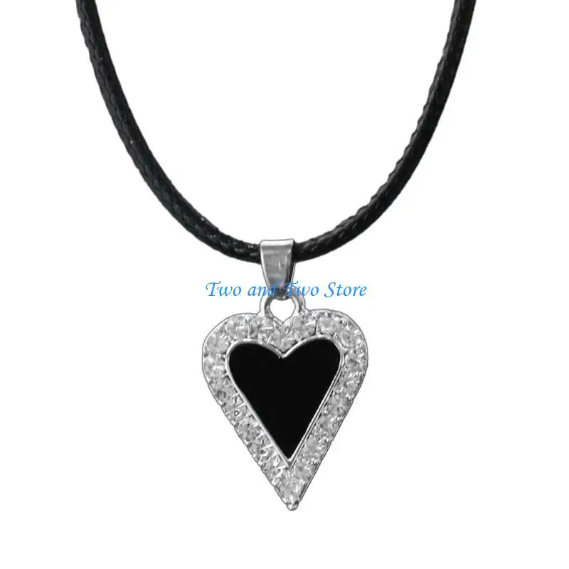 

HX6F Fashionable Alloy Necklace Charm Clavicle Chains Versatile Leather Rope Chokers Accessory Jewelry for Women