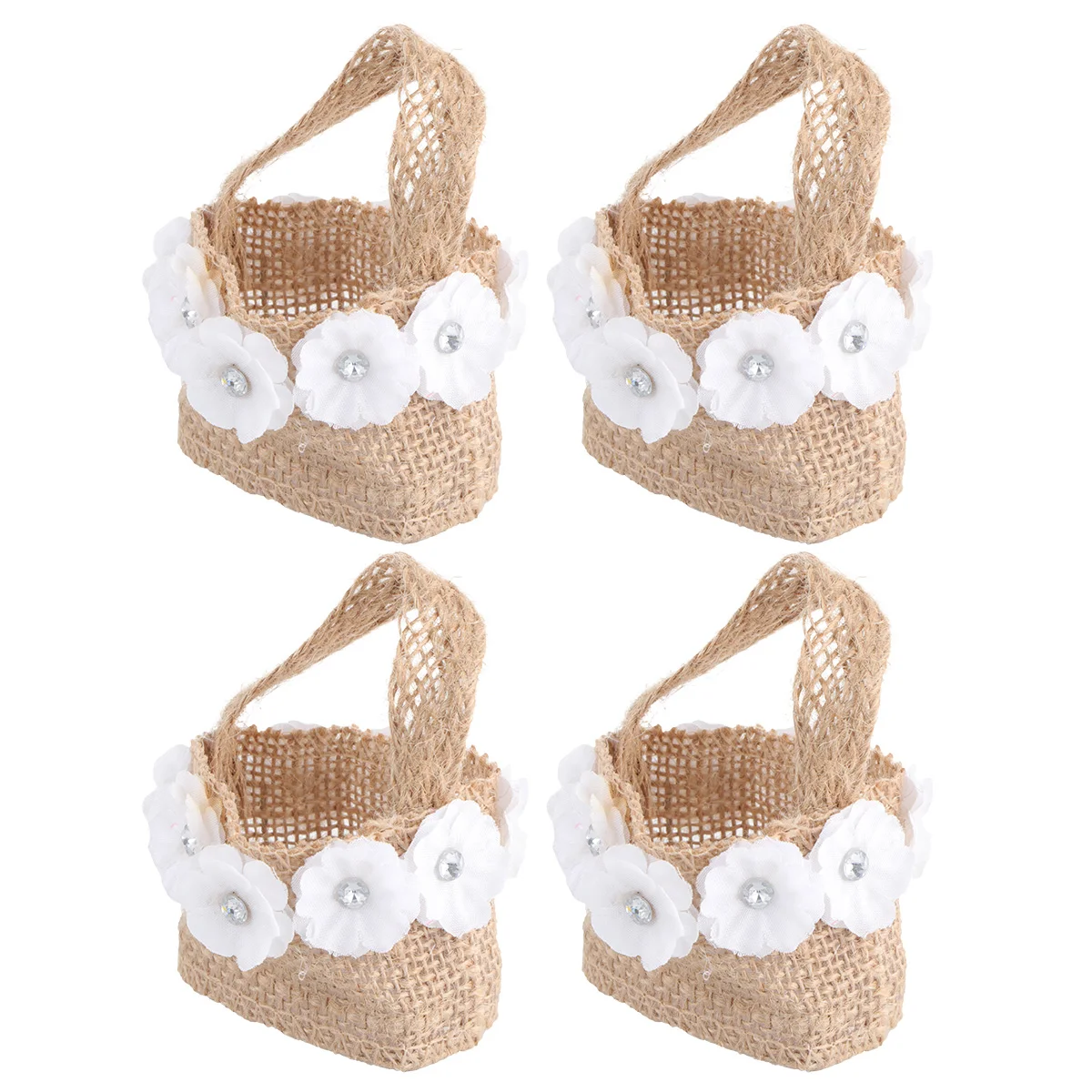 

4Pcs Burlap Candy Bag Linen Storage Pouch Romantic Wedding Party Flower Basket Gift Holder Decoration Burlap Candy Bag