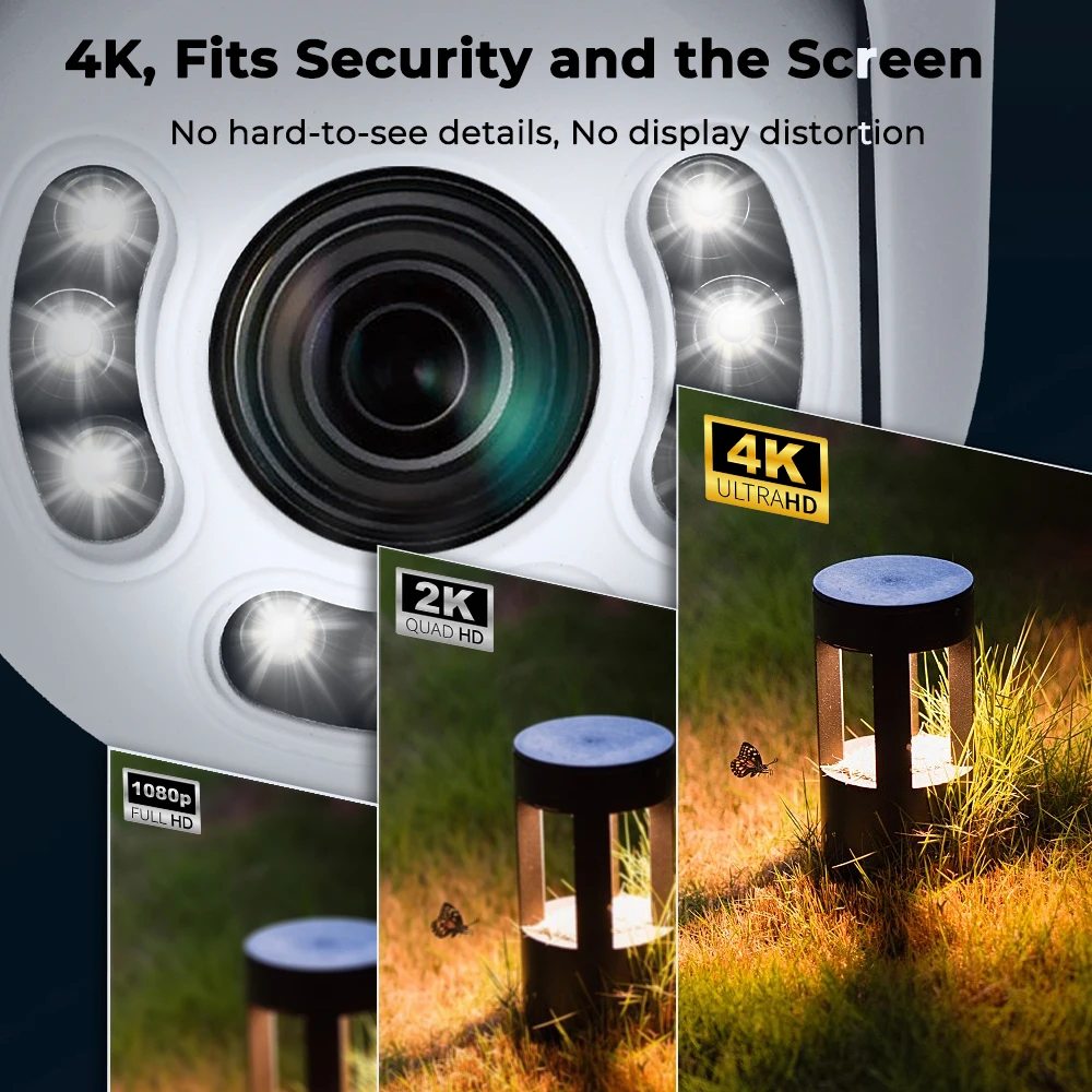 4K 8MP WiFi PTZ IP Camera 5X Optical Zoom Surveillance Camera Auto Tracking ONVIF H.265 Color Nigh Vision CCTV Security Cameras