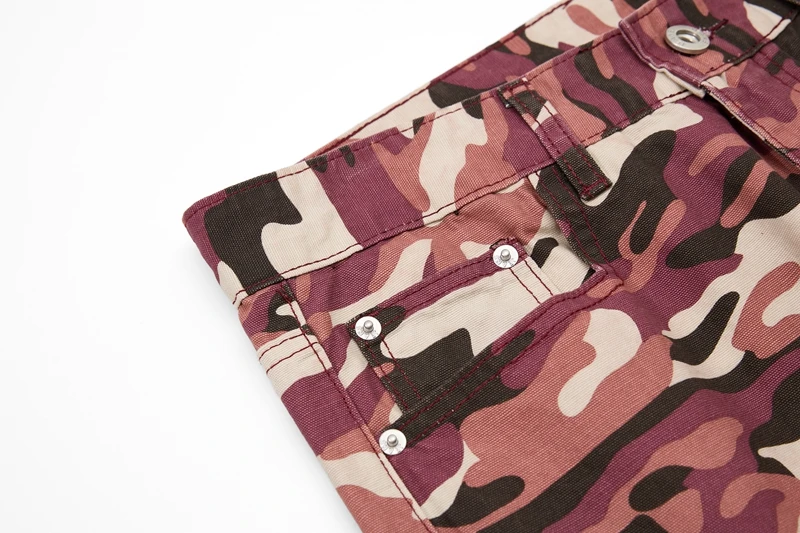 Y2K Mode Rosa Camo Schlagjeans für Herren Slim Fit Retro Tarnmuster Denim-Hosen Skinny Tie-Dye Print Ausgestellte Jeanshosen – Detail 11