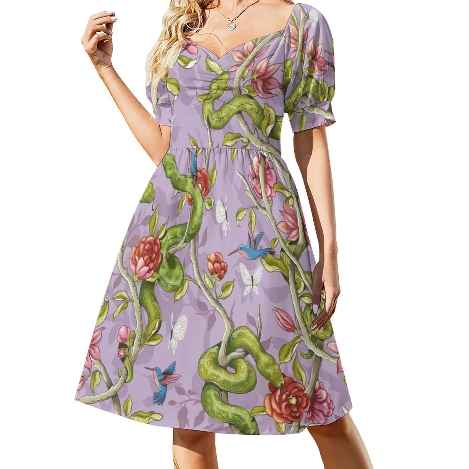 

Morning Song - lavender Short-Sleeved Dress Aesthetic clothing summer dress womens 2025