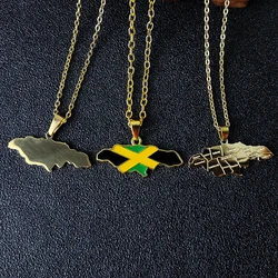 Stainless Steel Jamaica Map Pendant Necklaces 6 Kinds Of Style Gold Color Jamaican Women Country Map Jewelry Gift