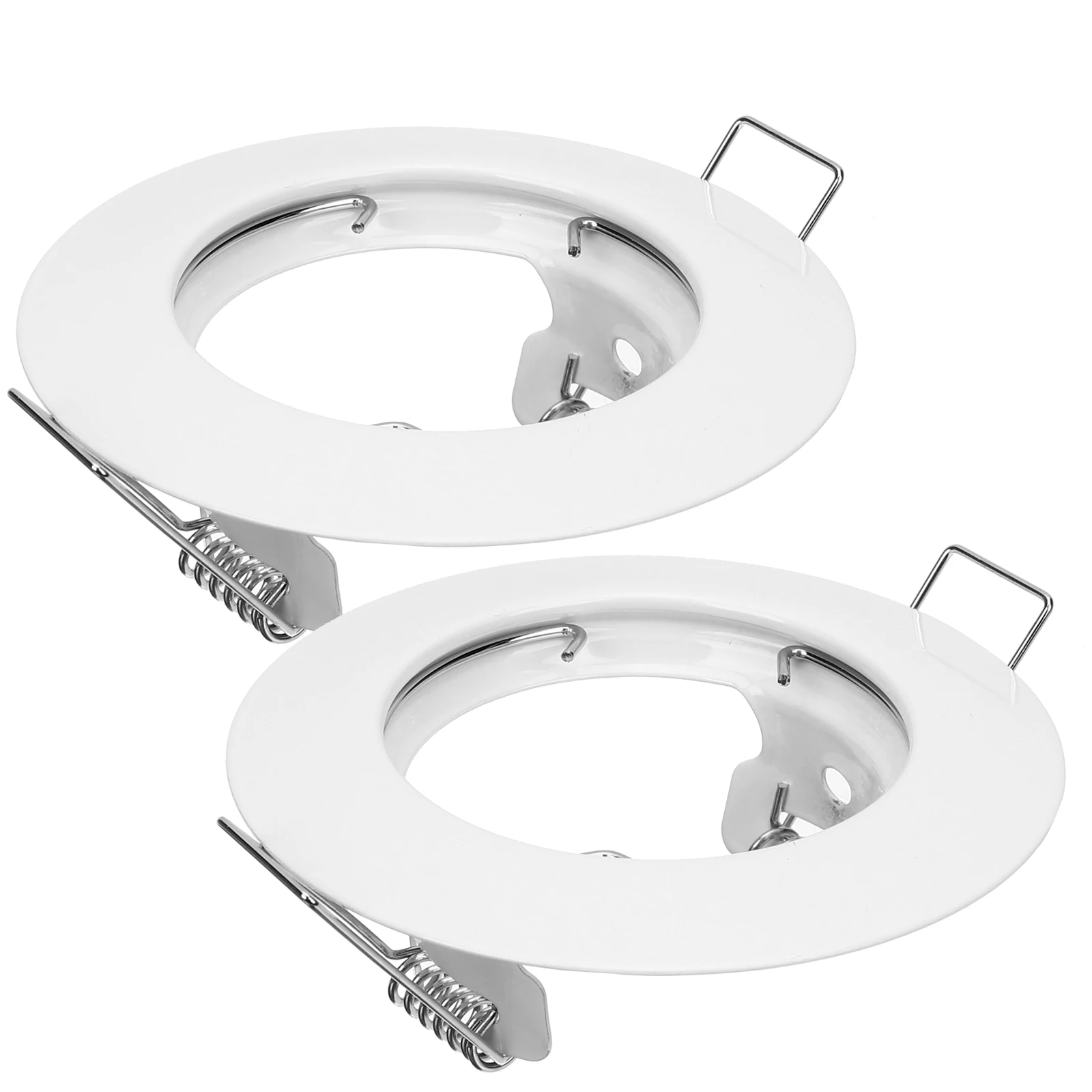 

2 Pcs GU10 Lamp Holder Recessed Spotlight Frame White 50mm Hole MR16 LED Trims Covers Metal Baffle Housing Kitchen