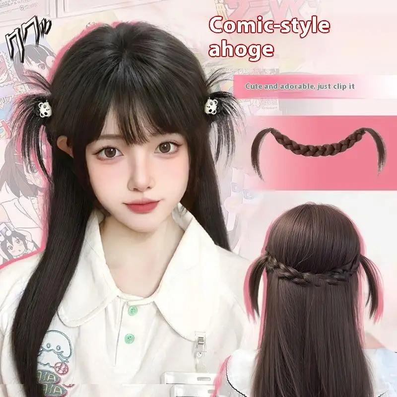 Синтетические плетеные волосы для наращивания, широкий поворот, свисающие уши, парик, заколка для волос, ленты для волос, пушистая плетеная повязка на голову, парик для женщин