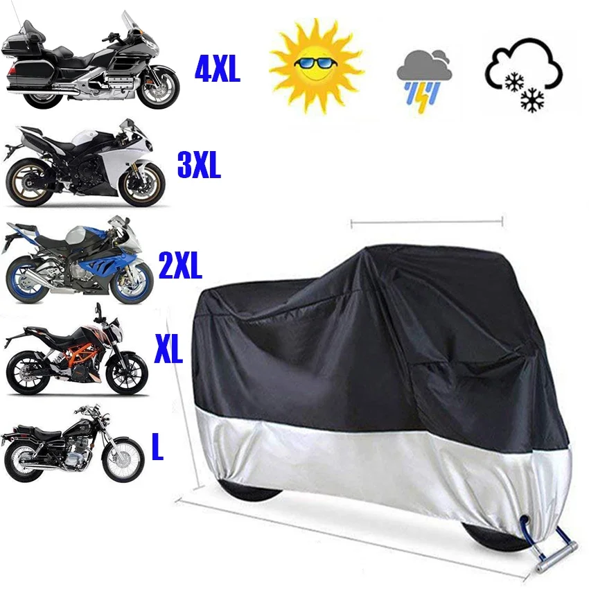 

Brand New S M L XL 2XL 3XL 4XL Universal Outdoor UV Protector Waterproof Motorcycle Cover