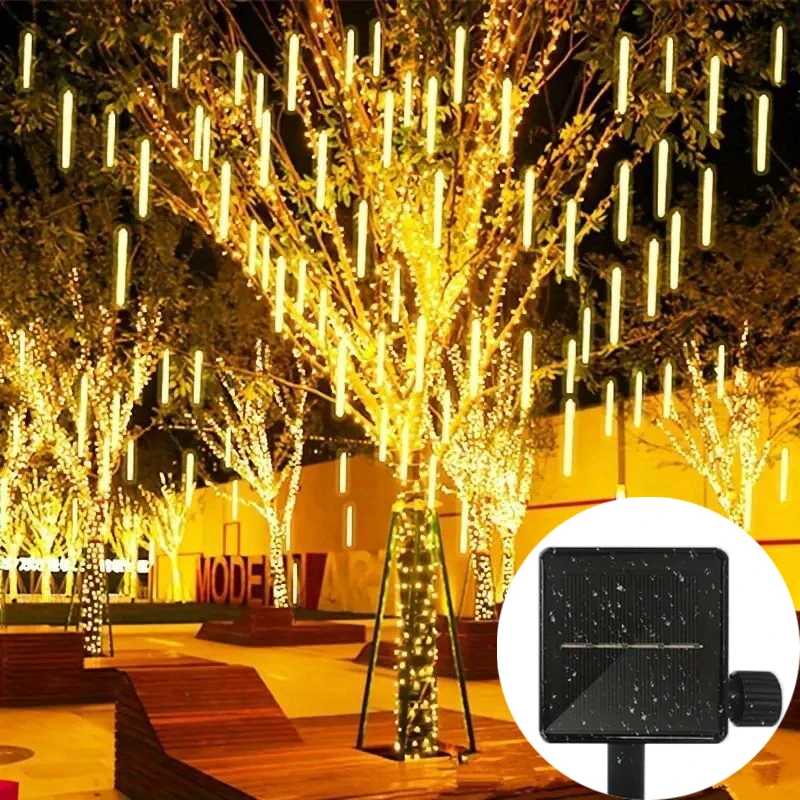 

Solar LED Meteor Shower Rain Lights Falling Raindrop Fairy String Lights for Christmas Tree Ornaments Holiday Party Decor 2024