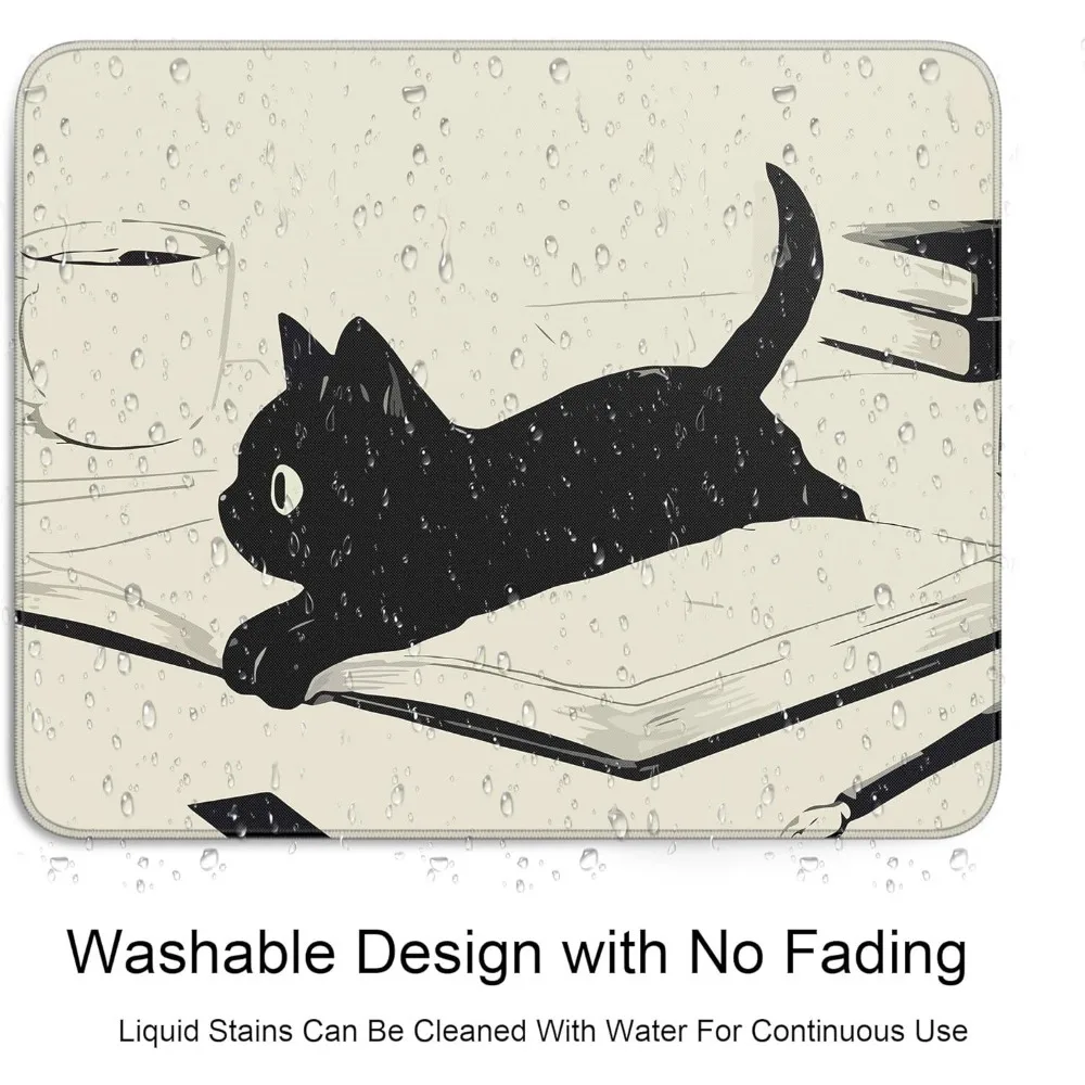 Cute Black Cat Mouse Pad Kawaii Anime Cat Mouse Pads for Wireless Mouse Desk Accessories10"X8" Travel Mousepad with Non-Slip Ru