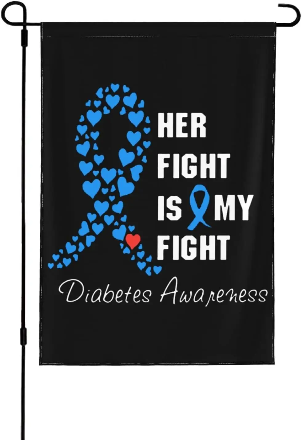 His-Fight-Is-Our-Fight-Diabetes-Awareness Garden Flags 12 X 18 Inch Small Yard Flag Double Sided Banner For Holiday Outdoor Deco