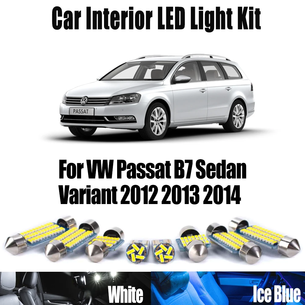 Canbus لشركة فولكس فاجن باسات B7 سيدان البديل 2012 2013 2014 اكسسوارات السيارات LED الداخلية القراءة خريطة جذع الباب المرآة البالونية طقم إضاءة