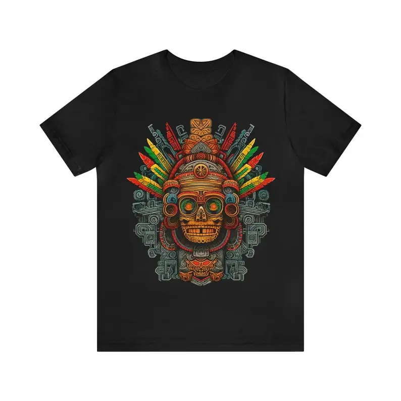 2025 Summer Mexico New Are Selling Mictlantecuhtli Aztec Art Mexican Men's T-shirt Men's Sweat Breathable T-Shirt