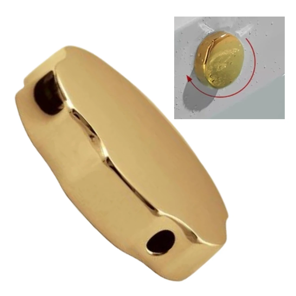 

Rotating Bathtub Knob Crafted from Brass with Brushed Gold Finish for Overflow Prevention and Bath Water Control