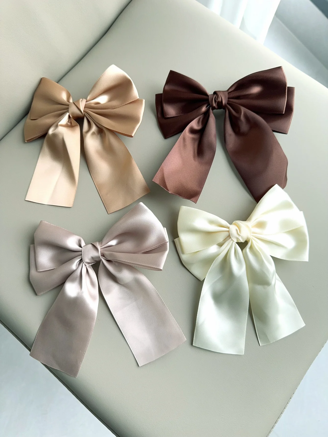 4 bow hair accessories short ribbon satin hair clip women\'s high class sweet minority escaped princess top clip